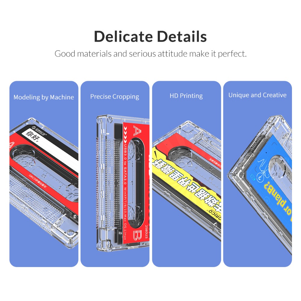 Hộp Ổ Cứng Ngoài Orico 2580U3 USB3.0 SATA3.0 5Gbps 4TB HDD Hỗ Trợ UASP Trong Suốt Sticker Kiểu Dáng Băng Cassette | BigBuy360 - bigbuy360.vn