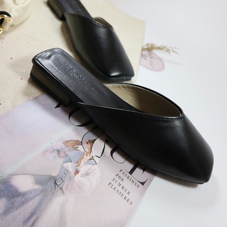 Dép Mules Mũi Vuông Đế Thấp 2cm