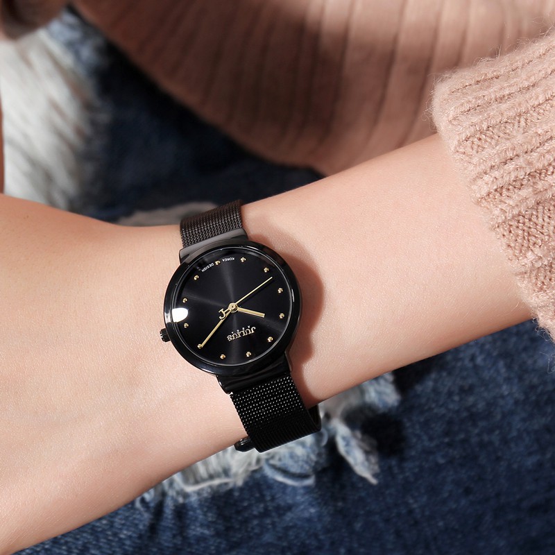 Đồng hồ cặp Julius Ja426 dây thép (đen)