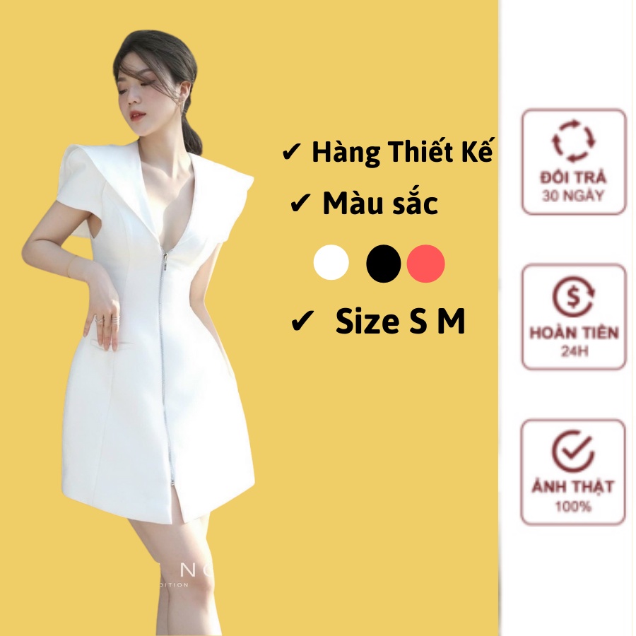 Váy Cổ Sen Khóa Kéo Giữa Sang Trọng Đầm Đi Tiệc Dáng Chữ A Trơn Màu - HENI