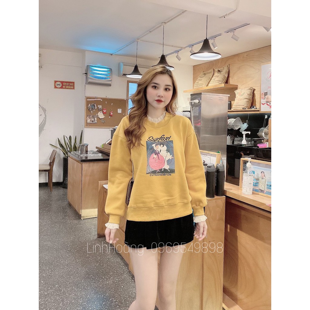 ÁO NỈ  VÀNG CỔ REN BẠCH TUYẾT MẸ/CON | BigBuy360 - bigbuy360.vn