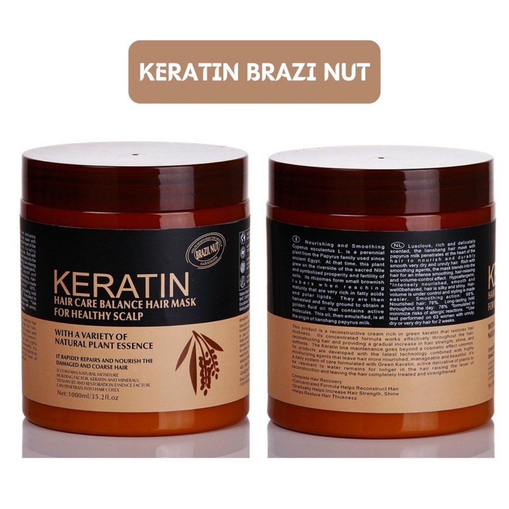 Kem ủ tóc KERATIN COLLAGEN 1000ML LAVENDER BRAZIL NUT - Ủ Hấp Tóc Cung Cấp Cưỡng Chất KERATIN