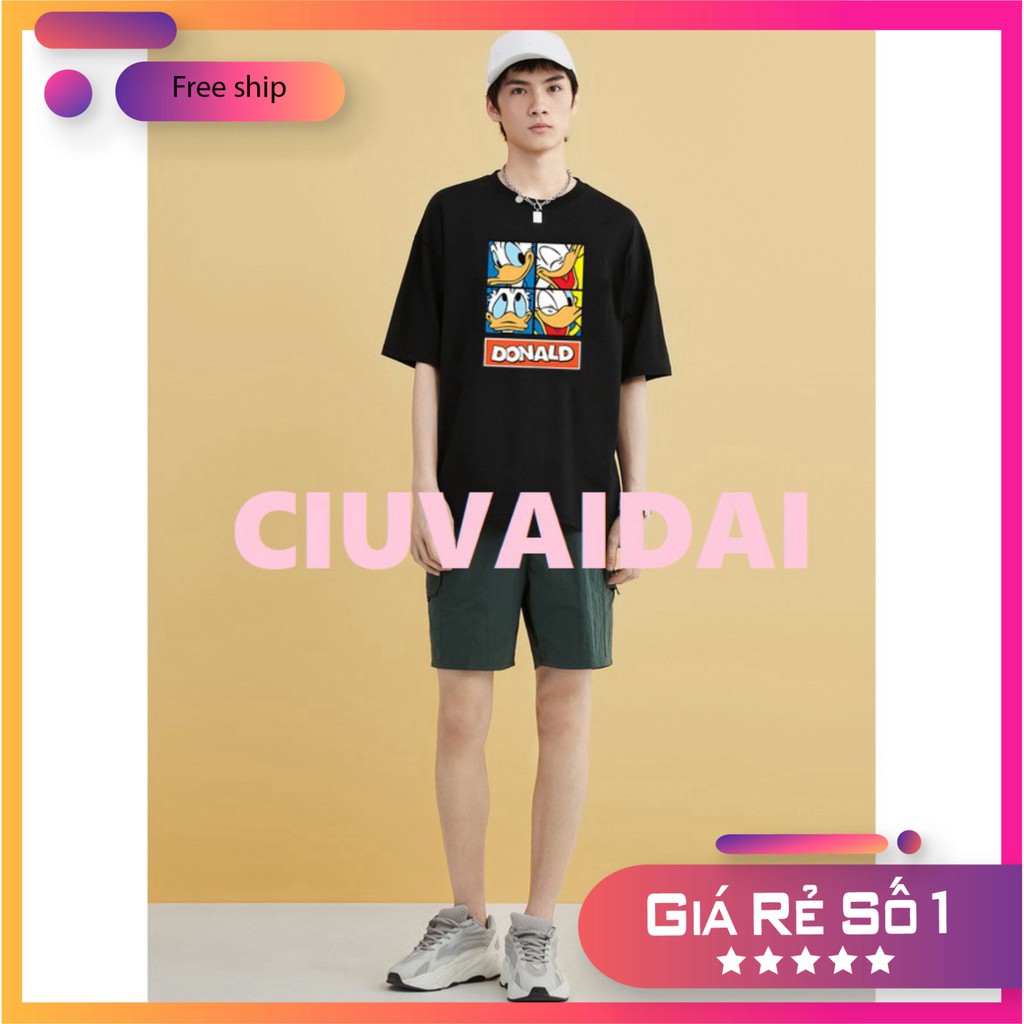 Áo Thun Tay Lỡ Unisex Form Rộng Nam Nữ Vịt Donald Cute Basic Tee