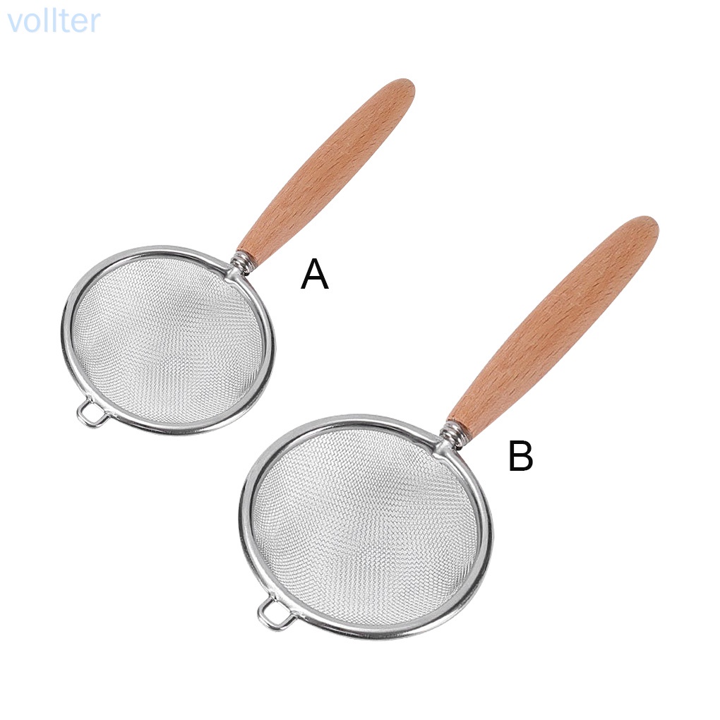 Muỗng Rây Bột Bằng Thép Không Gỉ 304 Với Tay Cầm Bằng Gỗ Tiện Dụng Cho Nhà Bếp