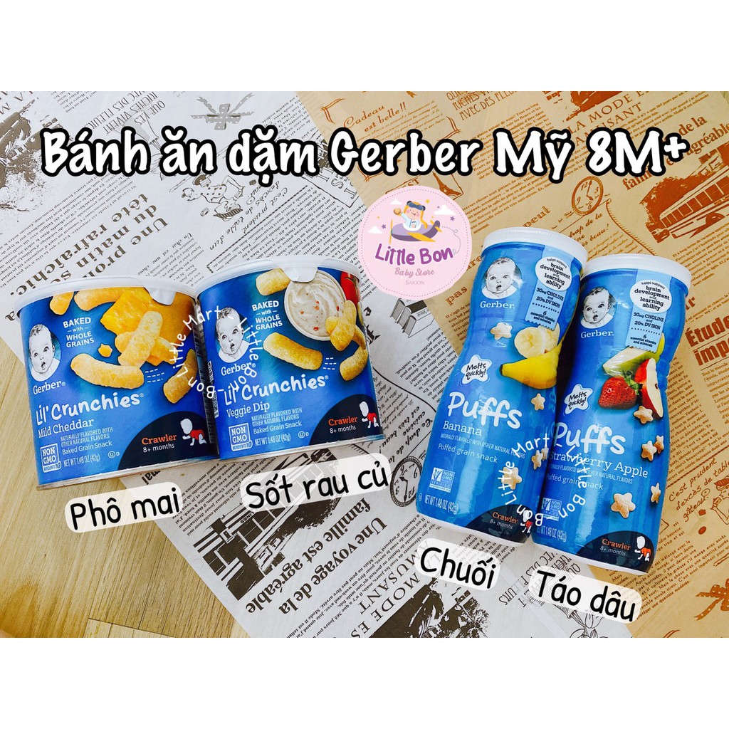Bánh ăn dặm Gerber nội địa Mỹ 42gr bay air 8M+