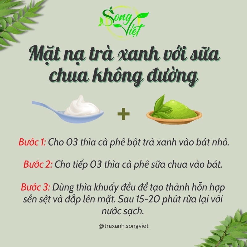 Bột trà xanh làm đẹp nguyên chất Song Việt gói 100G (Tặng kèm bộ dụng cụ)