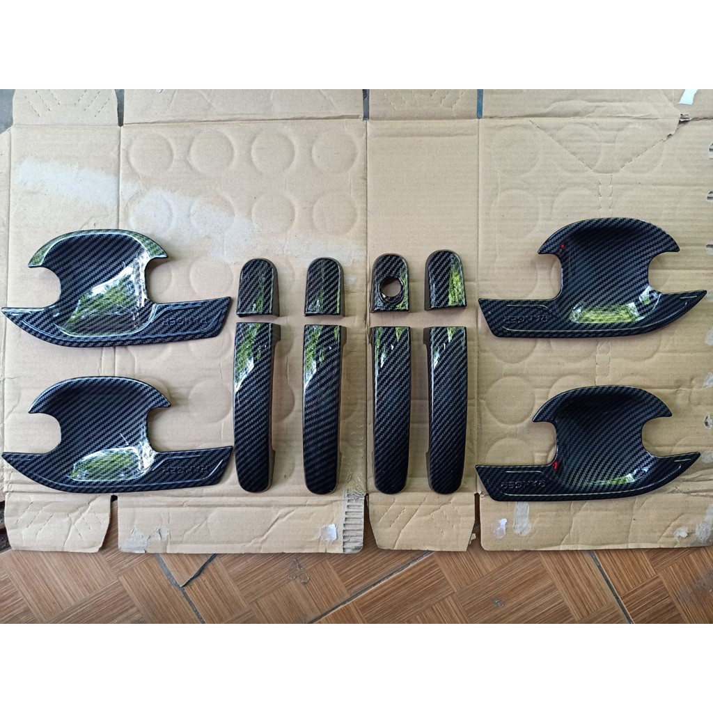 Bộ ốp tay Cửa + Hõm cửa vân carbon cho Ford Ranger form 2013-2020