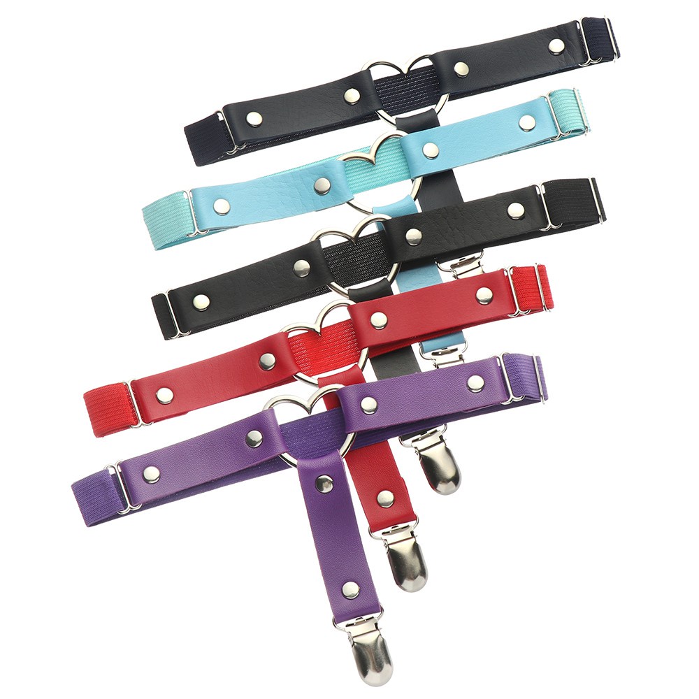 Đai Nịt Bít Tất Bằng Da Pu Co Giãn Màu Đen Phong Cách Harajuku Thời Trang Cho Nữ