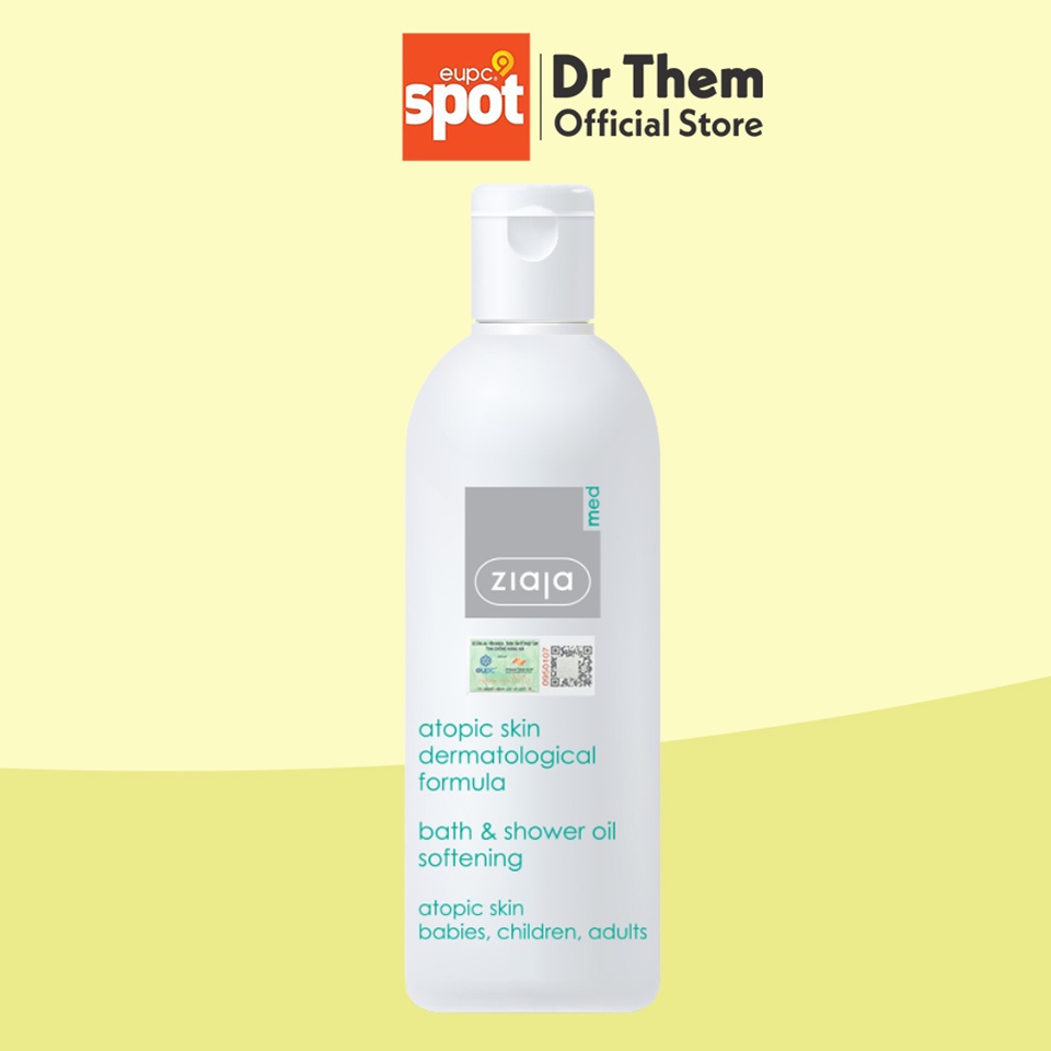 Dầu Tắm Mềm Mịn Da Ziaja Med Atopic Skin Dermatological Formula Bath & Shower Oil Softening 270ml