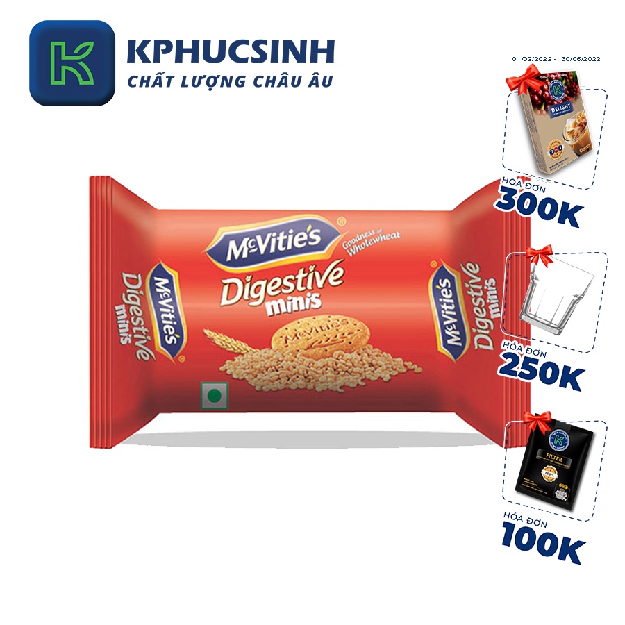 Bánh quy lúa mì nguyên cám Mcvitie's Digestive Mini 32.5g KPHUCSINH - Hàng Chính Hãng