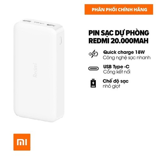 Sạc Dự Phòng Redmi 20000Mah - Hỗ Trợ Sạc Nhanh 18W | XIAOMI ECOSYSTEM STORE