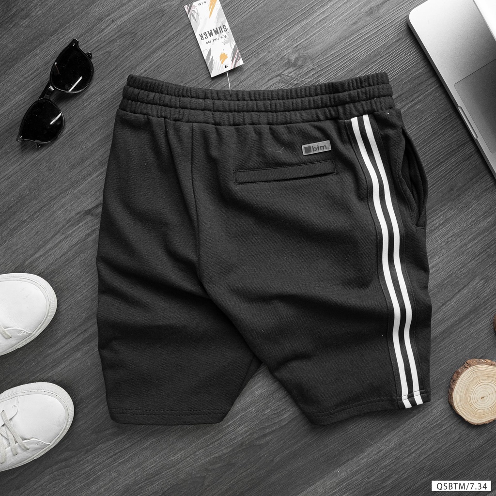 Quần short lửng nam chất liệu nỉ mịn, thân phối sọc cá tính 8659