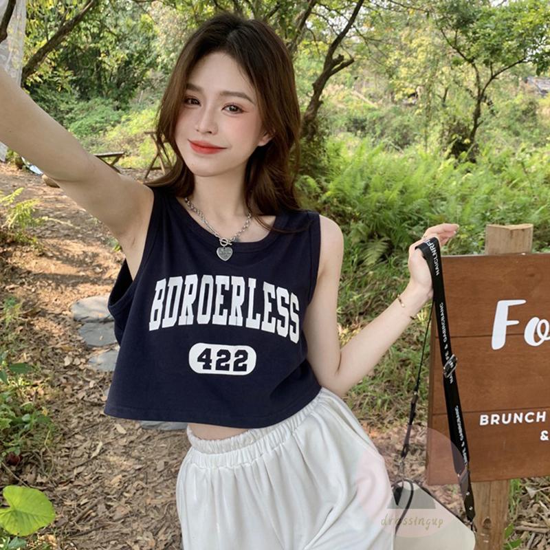 Áo Sát Nách Cổ Tròn In Chữ Và Số Thời Trang Mùa Hè Cho Nữ