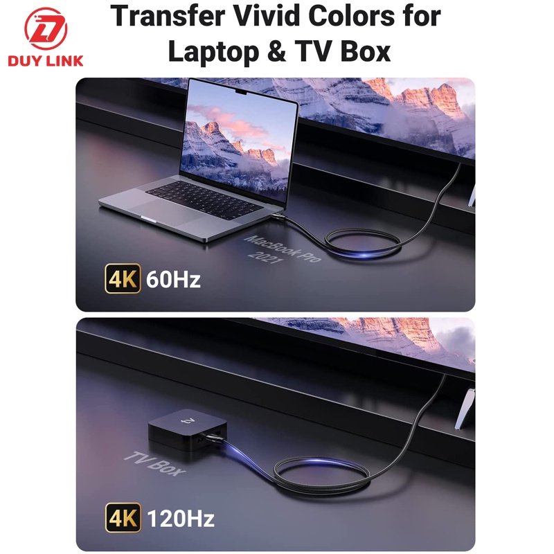 Cáp HDMI 2.1 hỗ trợ 8K@60Hz dài 1m đến 5m chính hãng Ugreen 80401 80402 80403 80404 80405