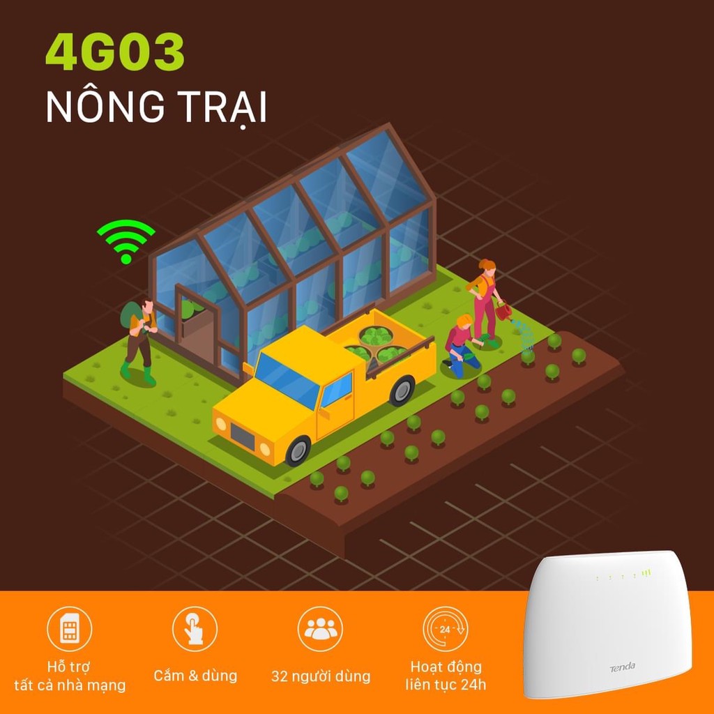 Bộ phát wifi Tenda 4G dùng sim 4G180/4G03 - Hàng chính hãng, bảo hành 36 tháng