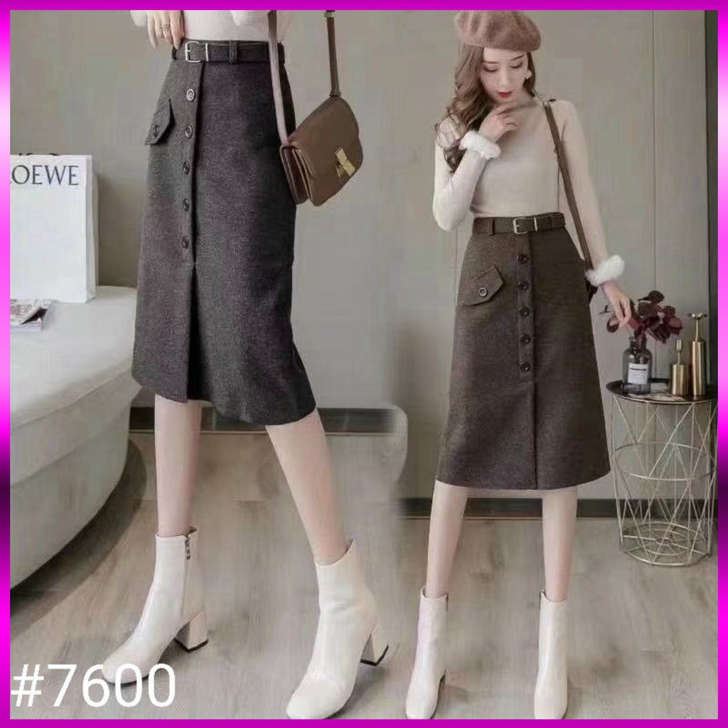 chân váy dài kèm đai Yannan