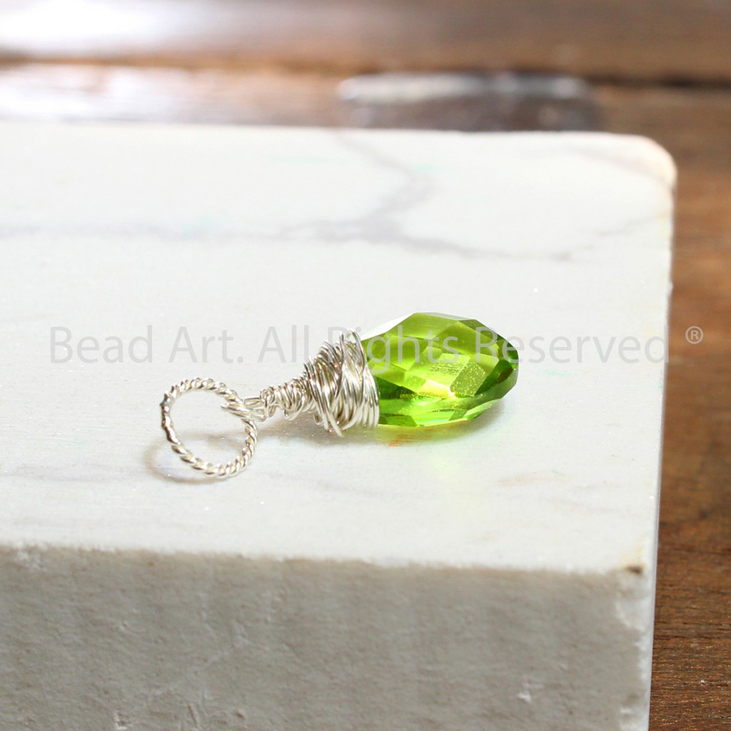 Mặt Dây Chuyền Xanh Lá (Glass Bead) Và Bạc 925, Trang Sức Thủ Công Phong Thuỷ S43 - Bead Art