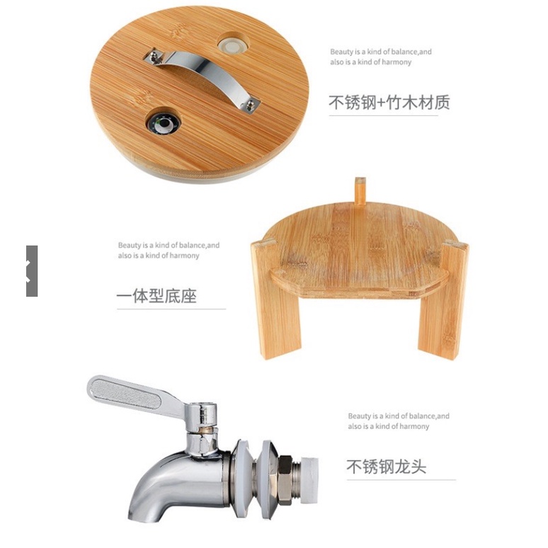 BÌNH THỦY TINH ĐẾ GỖ VÒI TRẮNG INOX CAO CẤP CHỊU NHIỆT NÓNG LẠNH 400 ĐỘ