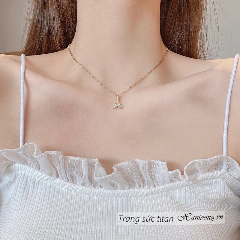 Vòng cổ titan không gỉ, dây chuyền titan nữ mặt thiết kế hình đuôi cá dễ thương phong cách hàn quốc 2022