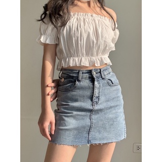 chân váy jeans LOLLIE STUDIO SK128 kiểu cắt gấu kèm quần bảo hộ