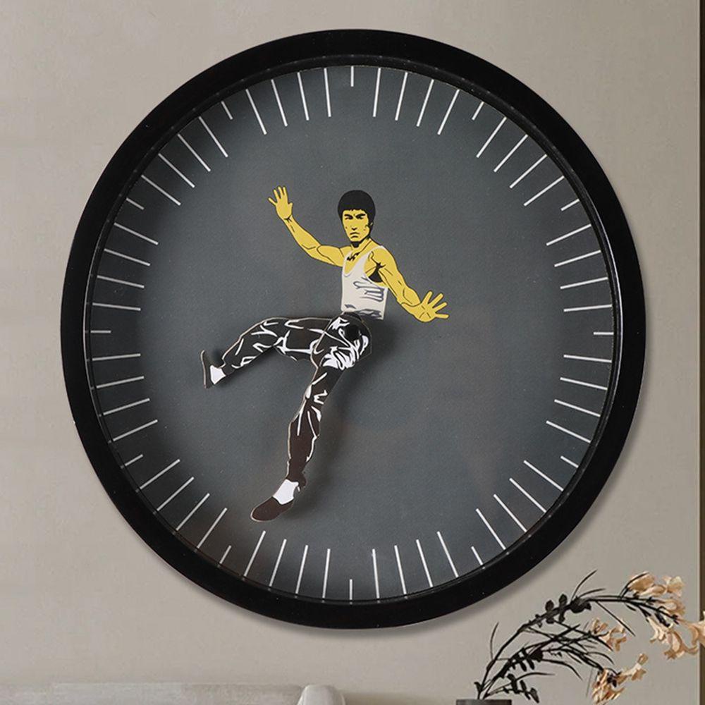 Đồng Hồ Treo Tường Màu Đen Đường Kính 25CM Phong Cách Kung Fu Độc Đáo Trang Trí Nhà Cửa Lee