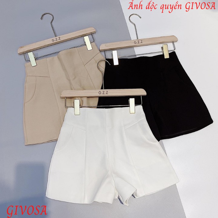 Quần sooc Goness đùi vải cạp cao cho nữ có khoá sau nhiều màu dễ phối đồ | BigBuy360 - bigbuy360.vn