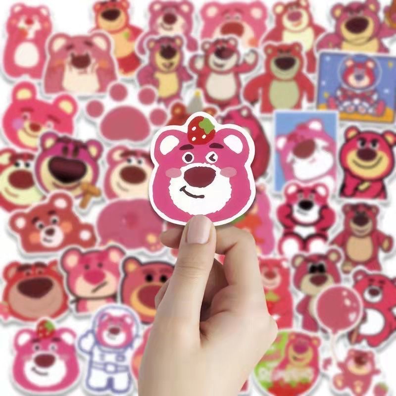 Sticker Gấu Hồng Trang Trí Điện Thoại, Sổ Tay, Bình Nước