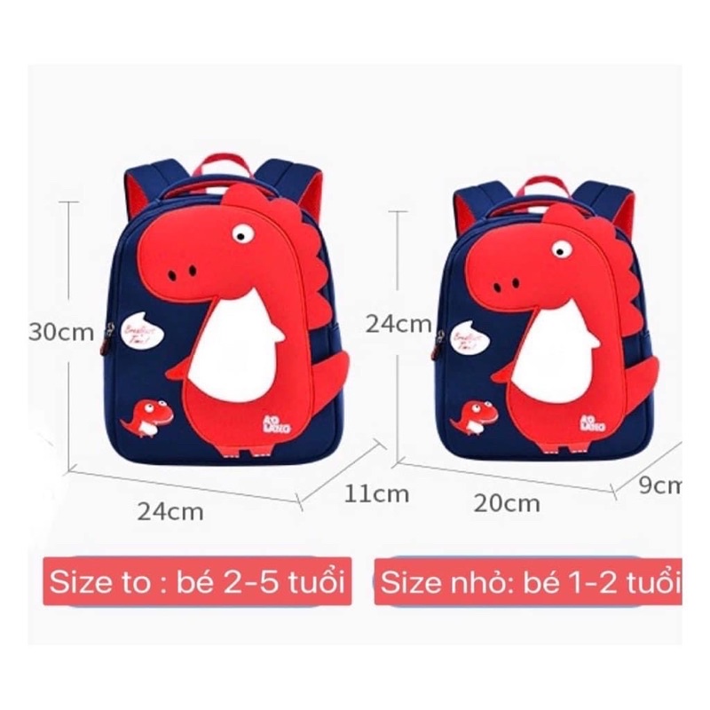 Ba lô khủng long Zoyzoi bé trai bé gái với 2 kích thước nhỏ và to cho bé đi học đi chơi - siêu nhẹ, êm, bền đẹp, dễ giặt