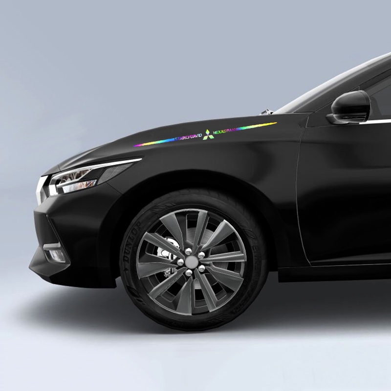 Tem Decal Dán Trang Trí Xe Ô Tô Laser Phản Quang Biểu Tượng "STARCFDAVID - Logo Hãng Xe - HEXAGRAM" Xe Mitsubishi Attrage Mirage Triton Xpander Champ Pajero Lancer Outlander