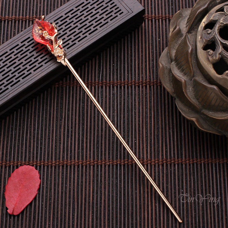 GETNOIVAS Trâm cài tóc hình chiếc lá kiểu dáng cổ điển phong cách Trung Hoa dành cho nữ