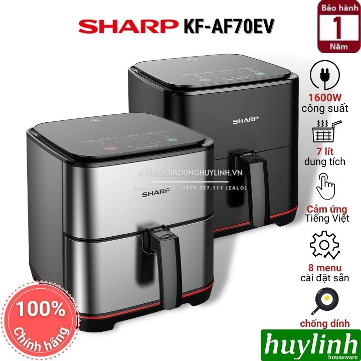 [Mã ELHAMS5 giảm 6% đơn 300K] Nồi chiên không dầu điện tử Sharp KF-AF70EV - 7 lít