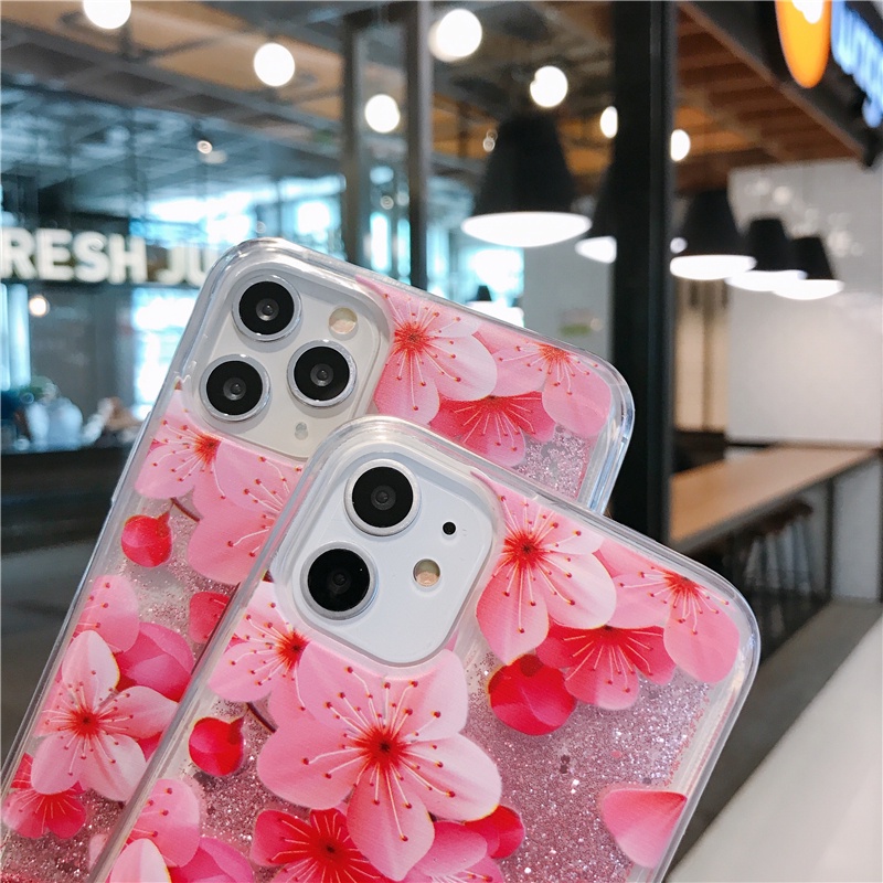 Ốp Điện Thoại Hình Hoa Phối Cát Lún Lấp Lánh Cho OPPO A94 A15 A15S A12 A54 A53 A52 A72 A31 A9 A5 2020 A3S A5S A11K