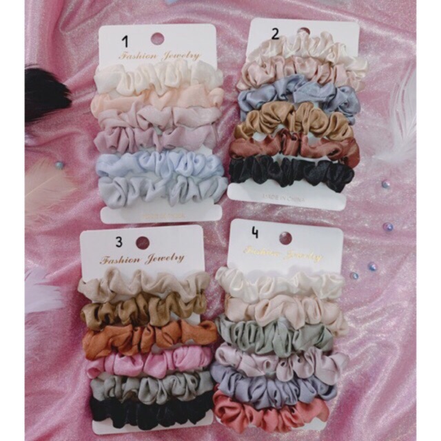 Set chun cột tóc Scrunchies