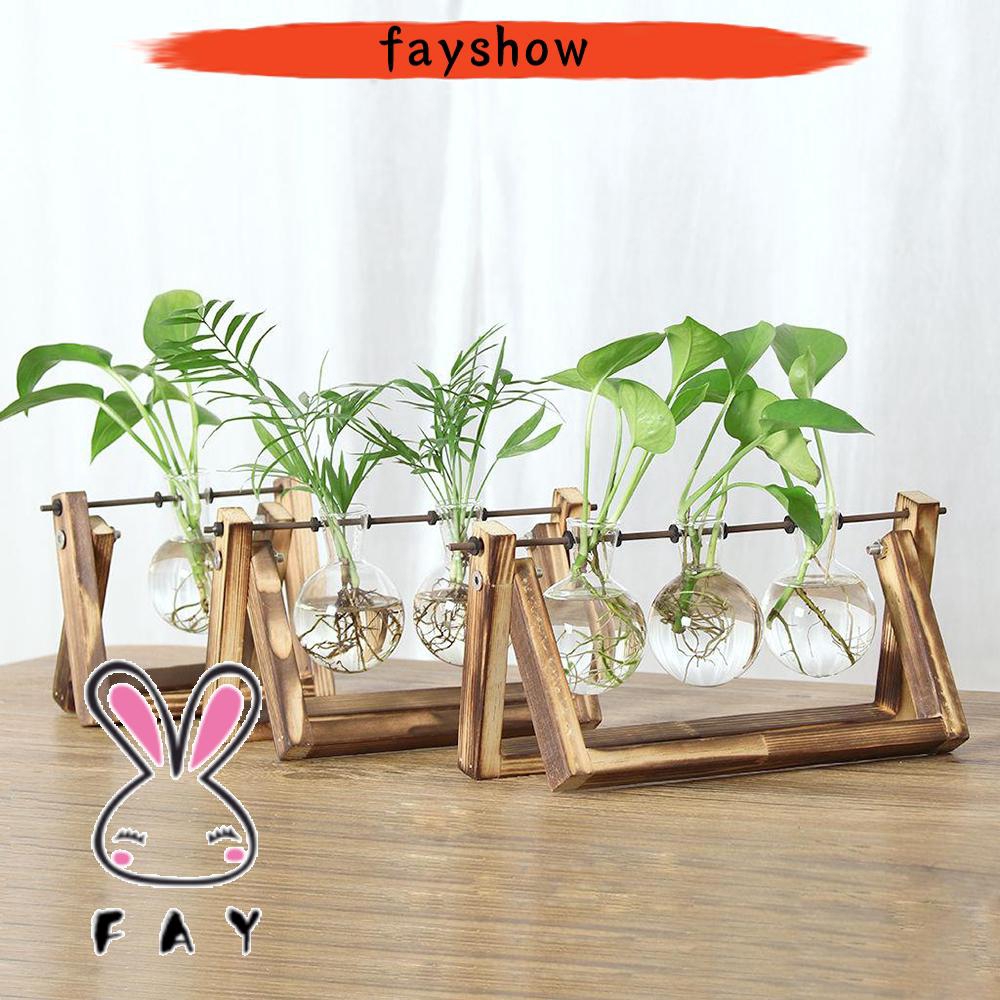 Lọ hoa thủy tinh với khay gỗ thiết kế để bàn phong cách cổ điển