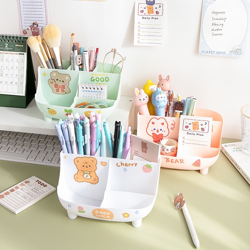 Hộp Đựng Bút Và Dụng Cụ Học Tập Để Bàn Tặng Kèm Sticker Dán Hình Trang Trí