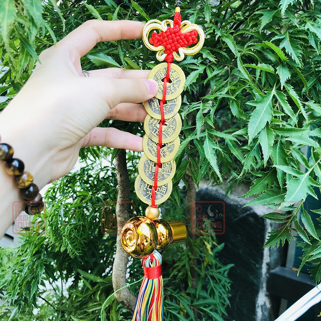 Dây đồng xu trang trí treo xe otô, cửa hàng, trang trí tết nhà ở mang lại may mắn chiêu tài lộc bình an (DẠNG THẲNG)