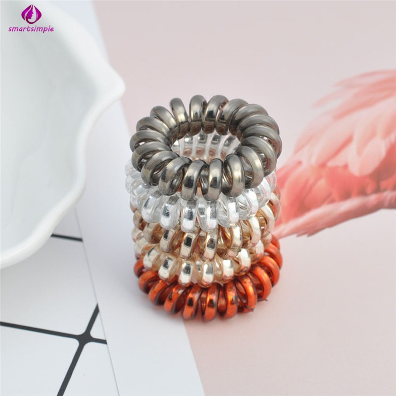 Set 5 Dây Buộc Tóc Lò Xo Màu Trơn Đơn Giản Thời Trang Nữ