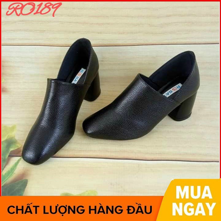 Giày boot bốt nữ cổ thấp 6 phân hàng hiệu rosata màu đen công sở ro189