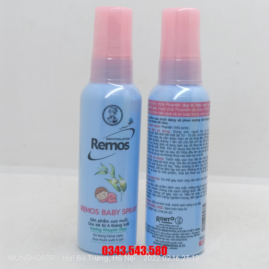 Xịt Remos Baby Spray chai 60ml cho bé từ 6 tháng tuổi