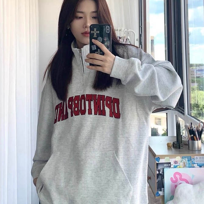 Áo Sweater Nỉ Ngoại Khóa Kéo SANATTIC 🦋 Áo Thun Nam Nữ Dài Tay Cổ Cao Dáng Rộng 🦋