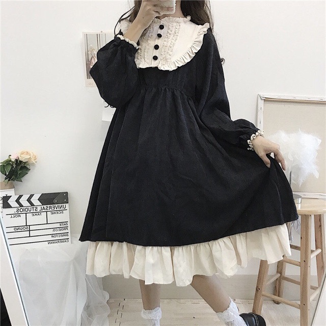 [Order] YAS0342-Váy Lolita đen cổ tròn phối ren | BigBuy360 - bigbuy360.vn