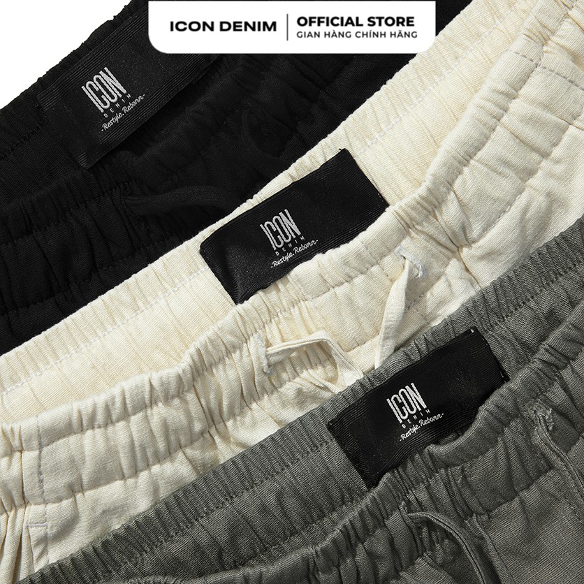 Quần Jogger Nam ICON DENIM Chất Linen Lưng Thun Trơn Good For Life