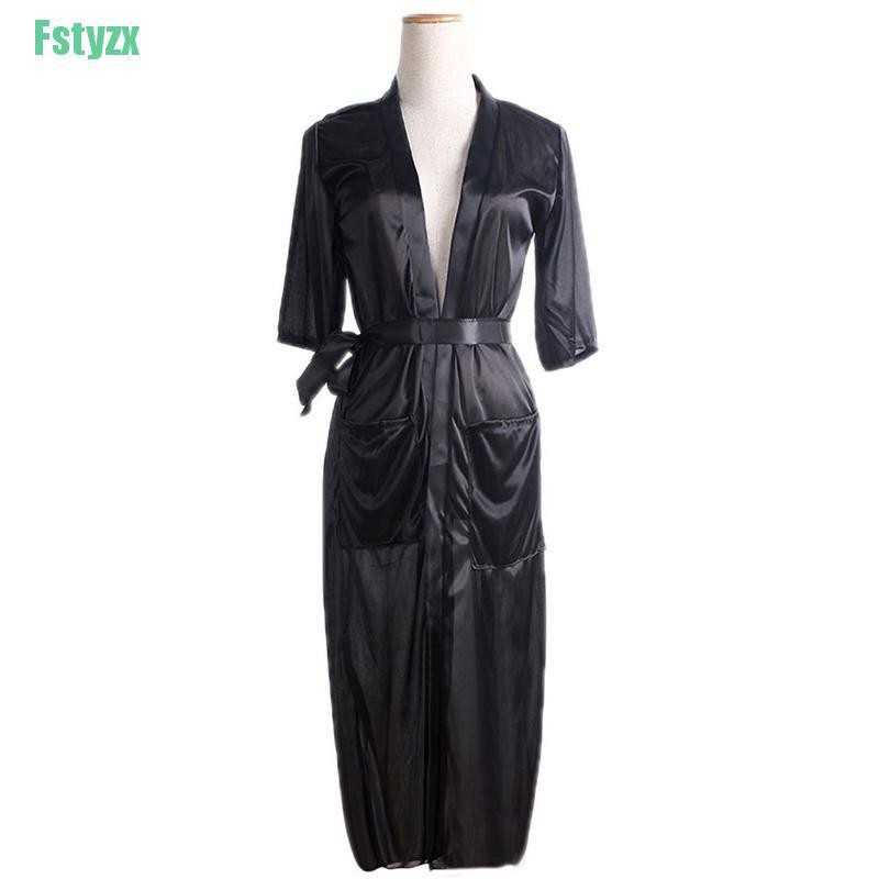 fstyzx Sexy Women Long Silk Kimono Dressing Gown Bath Robe Babydoll Lingerie Nightdress | BigBuy360 - bigbuy360.vn