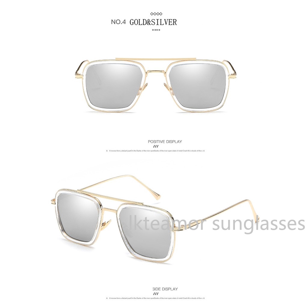 Kính mát gọng vuông phong cách nhân vật Tony Stark phim The Avengers cho nam