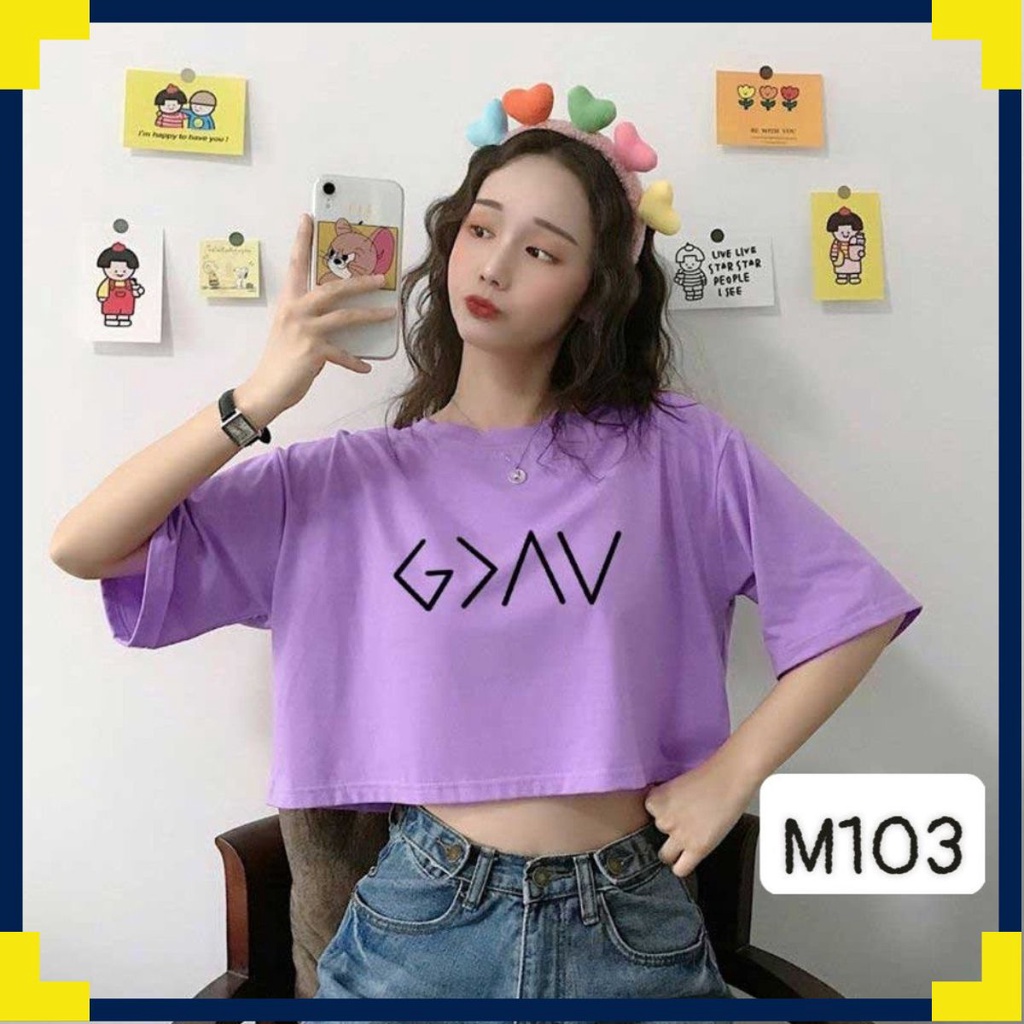 Áo Thun Nữ Croptop ⚡FREESHIP⚡ Áo phông nữ croptop form rộng, 5 màu thời trang M103