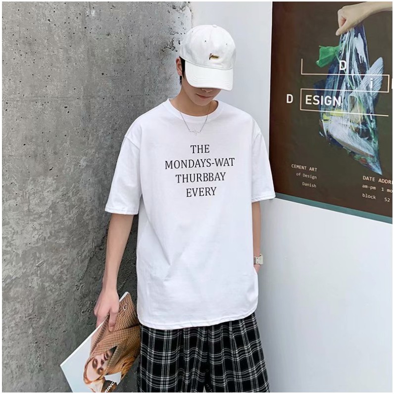 Áo Thun Unisex Tay Lỡ Trắng Chữ Đơn Giản Kiểu Dáng Siêu Đẹp- áo phông basic tee trắng hàng QC full size