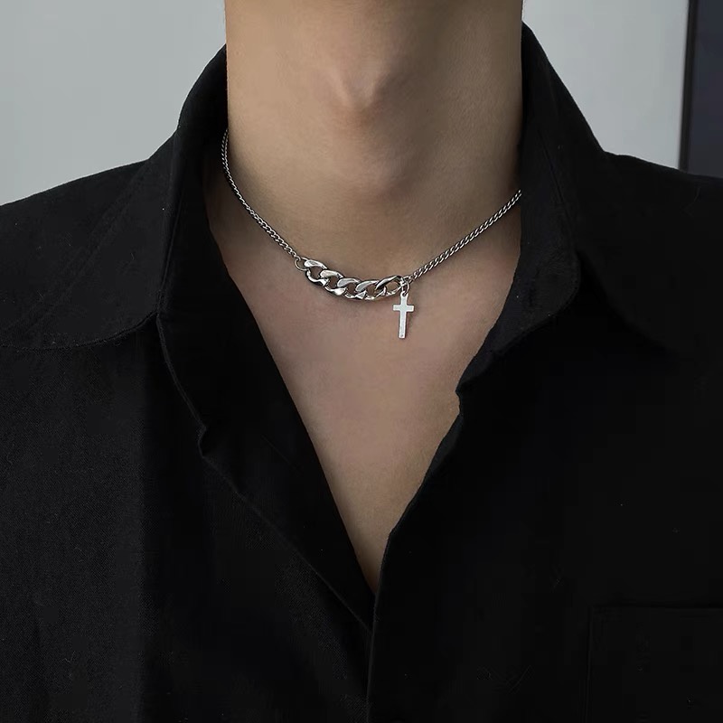 Dây Chuyền Nam Nữ Titan Hình Chữ Thập HIKI Chains Loki Accessories Đẹp Chất Màu Bạc Titan - Vòng Cổ Hiki