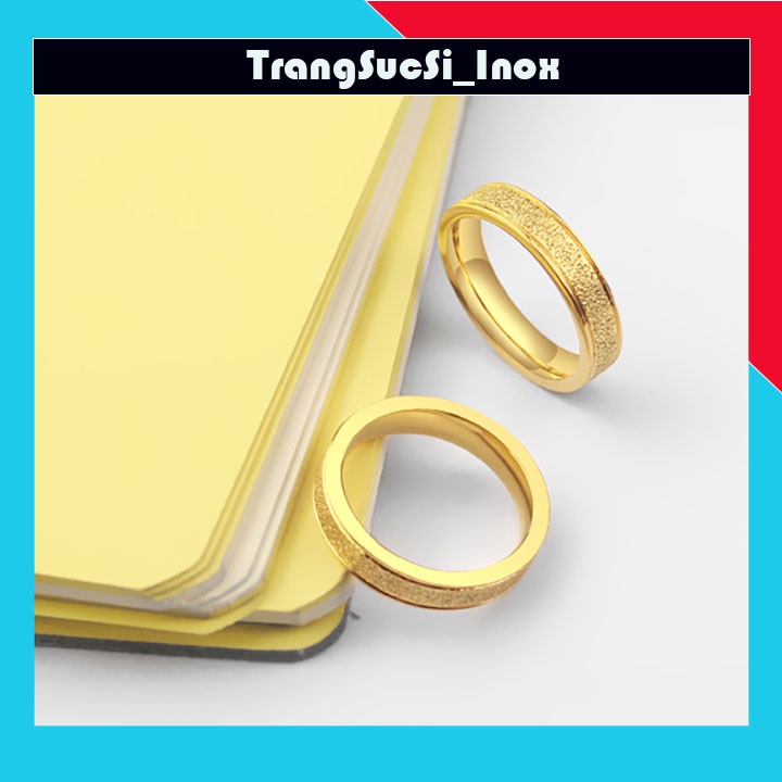 Sỉ nhẫn inox mạ  vàng phun cát sáng đẹp không đen