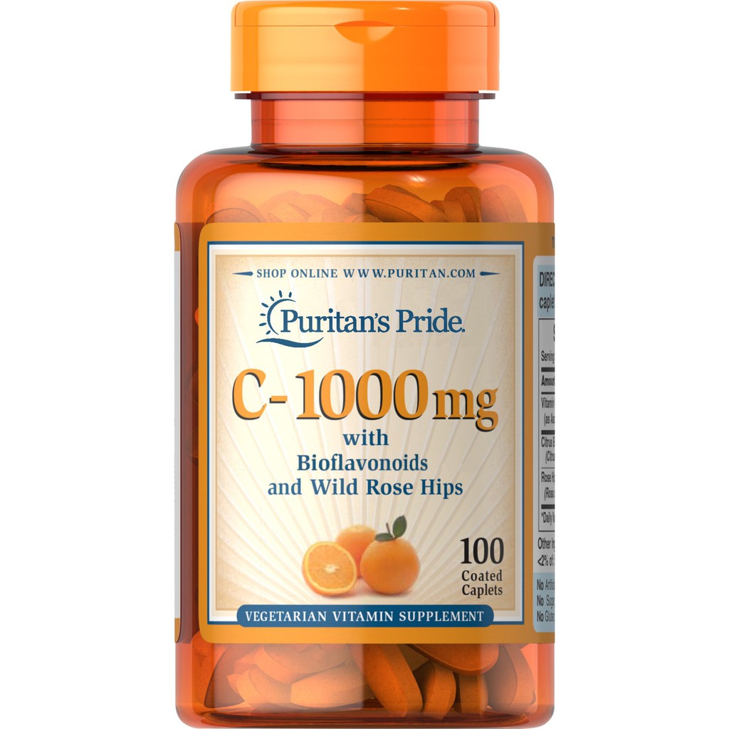 Viên uống tăng sức đề kháng làm đẹp da Puritan's Pride - Vitamin C 1000mg 100v