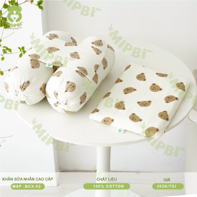 Bộ gối chặn bông cho bé sơ sinh vải xô muslin cao cấp mipbi